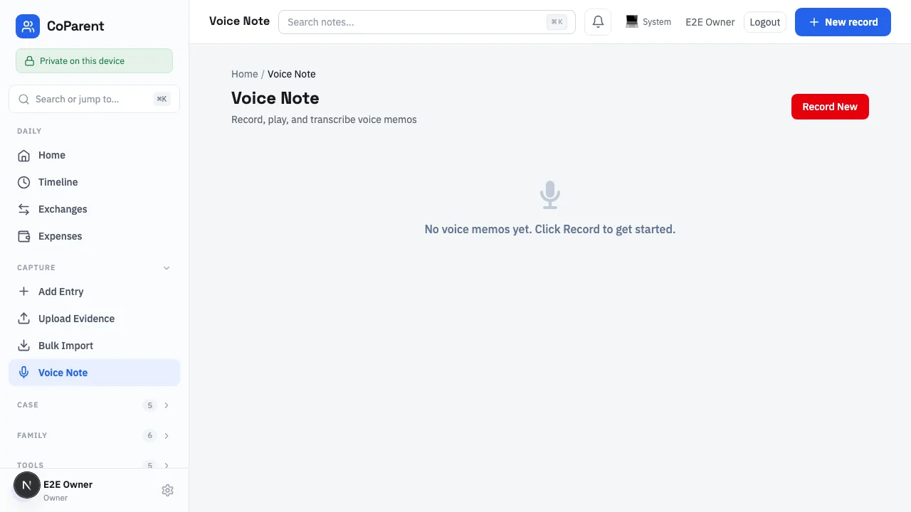 CPS voice note screen